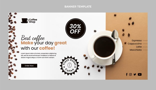 Flat minimal coffee shop sale background