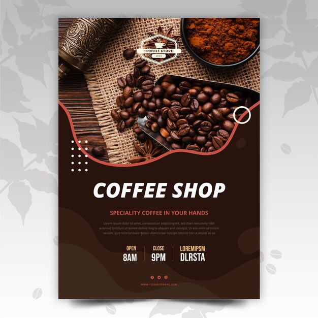 Free vector flat minimal coffee shop vertical poster template