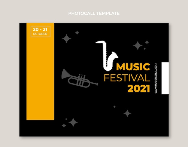 Design piatto e minimale del photocall del festival musicale