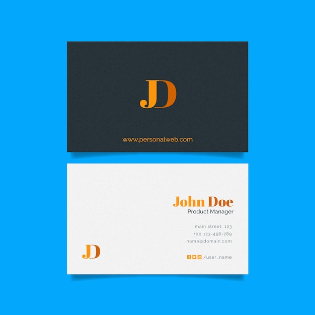 Free vector flat minimal double-sided horizontal business card template