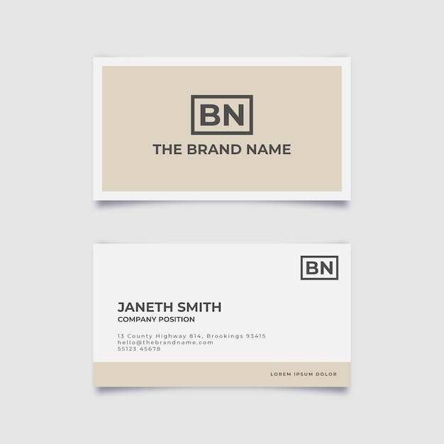 Free vector flat minimal double-sided horizontal business card template