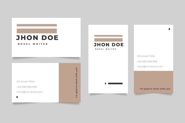 Flat minimal double-sided horizontal and vertical business card template