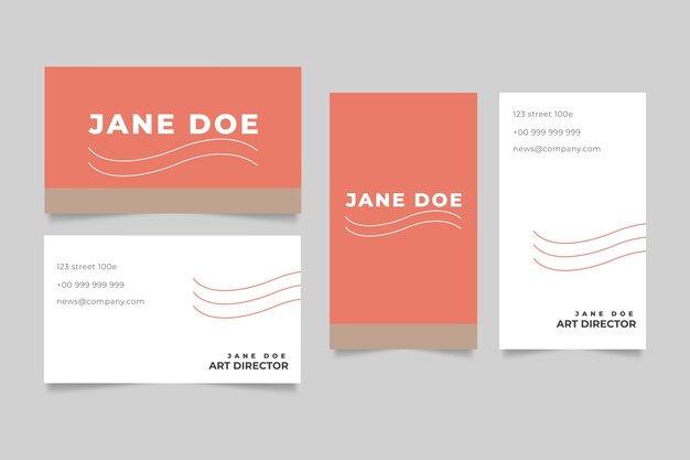 Flat minimal double-sided horizontal and vertical business card template