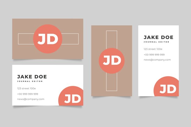 Free vector flat minimal double-sided horizontal and vertical business card template