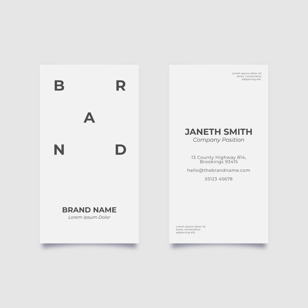 Flat minimal double-sided vertical business card template