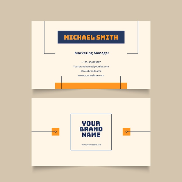 Free vector flat minimal horizontal double-sided business card template