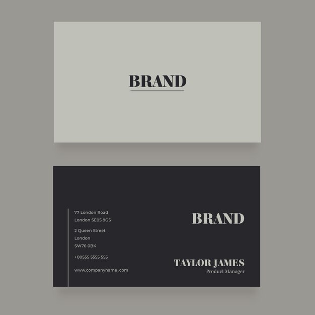 Flat minimal horizontal double-sided business card template