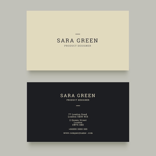 Flat minimal horizontal double-sided business card template