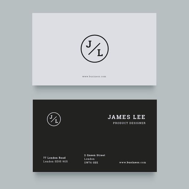 Flat minimal horizontal double-sided business card template