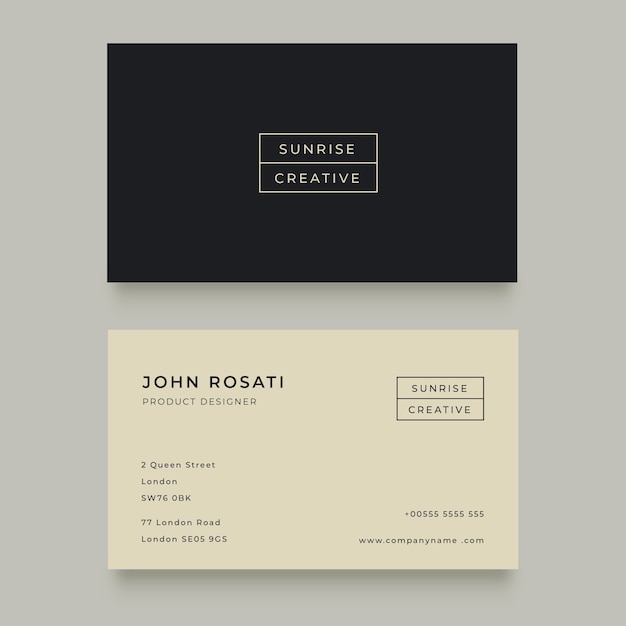 Flat minimal horizontal double-sided business card template