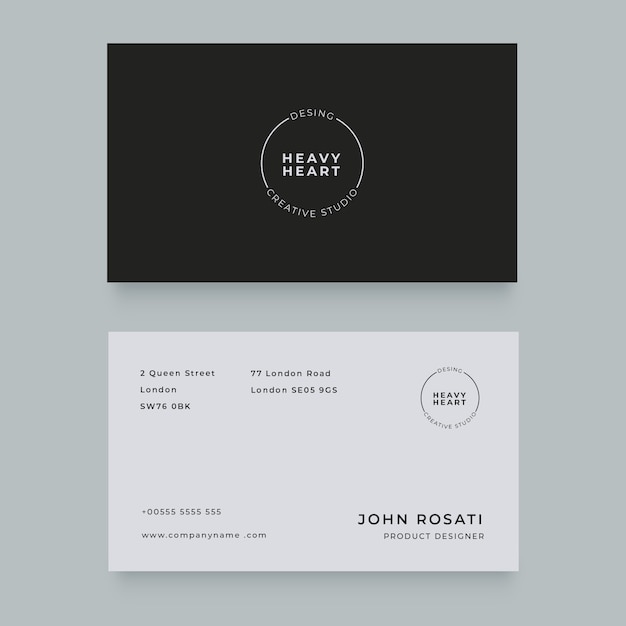 Free vector flat minimal horizontal double-sided business card template