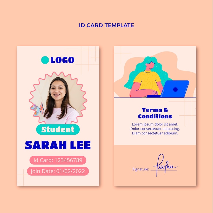 Free Vector flat minimal international school id card template