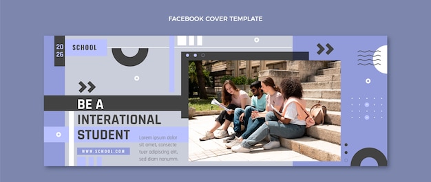 Free vector flat minimal international school social media cover template