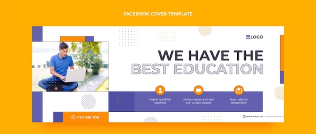 Free vector flat minimal international school social media cover template