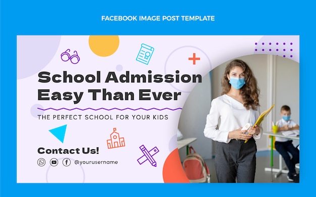 Free vector flat minimal international school social media post template