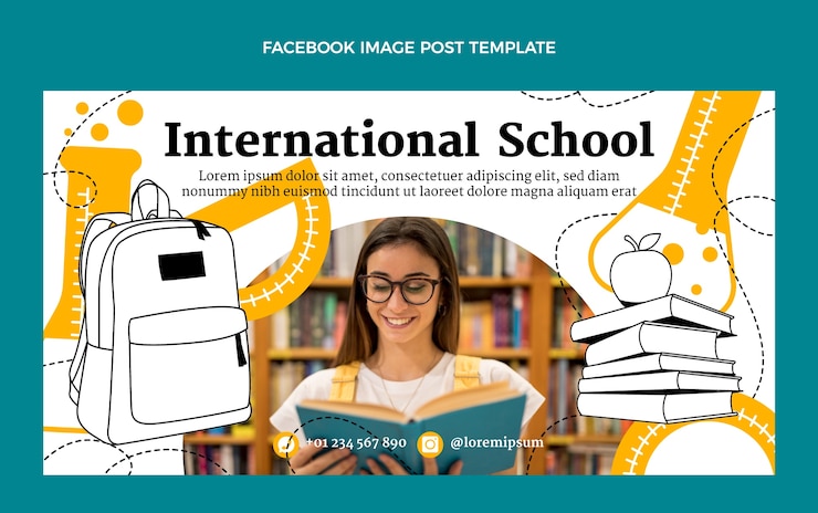 Free Vector flat minimal international school social media post template