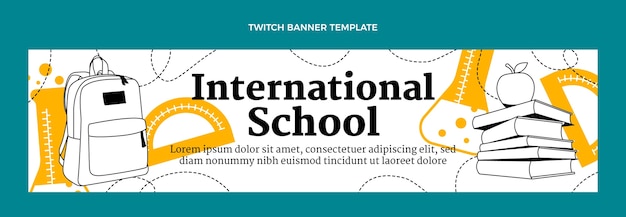 Free vector flat minimal international school twitch banner