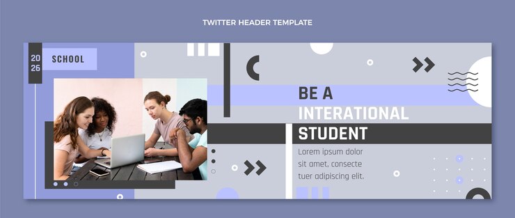 Free Vector flat minimal international school twitter header