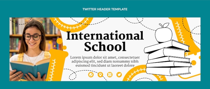 Free Vector flat minimal international school twitter header