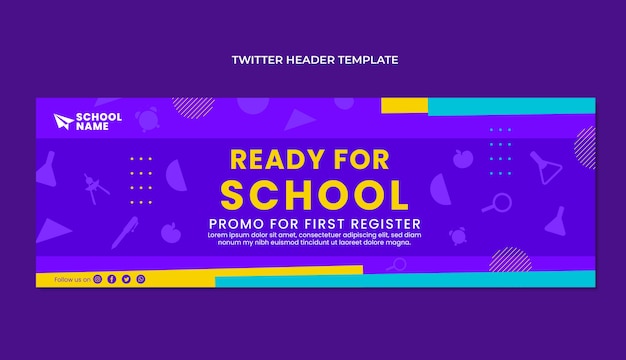 Free vector flat minimal international school twitter header