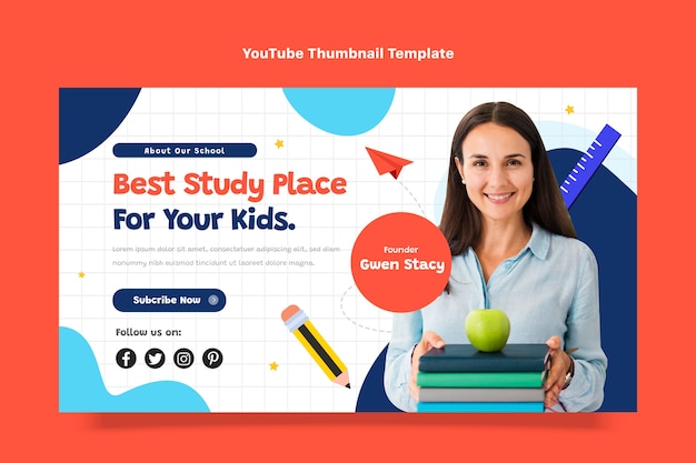 Free vector flat minimal international school youtube thumbnail