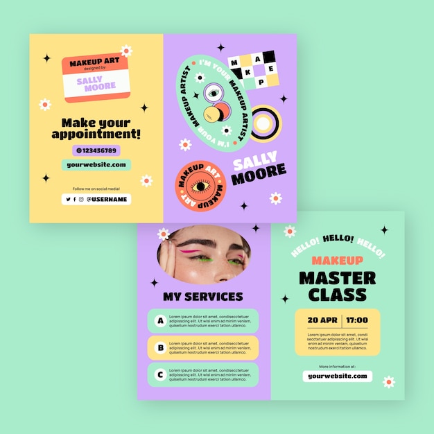 Free vector flat minimal makeup artist brochure