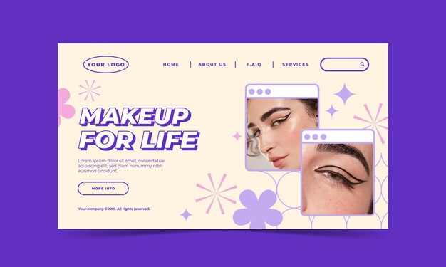 Flat minimal makeup artist landing page template