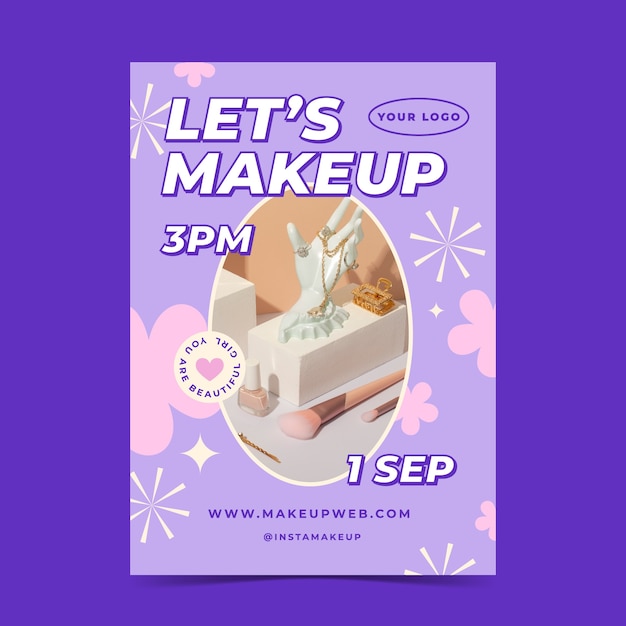 Flat minimal makeup artist poster template