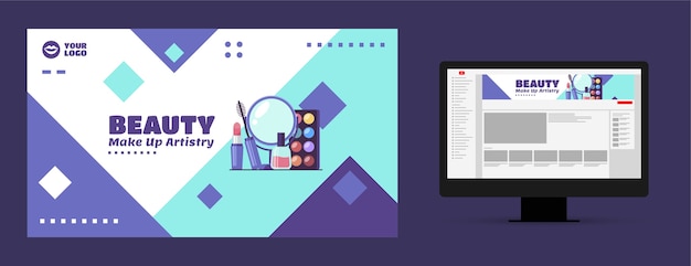 Бесплатное векторное изображение Плоский минимальный визажист youtube искусство канала