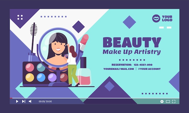 Free vector flat minimal makeup artist youtube thumbnail