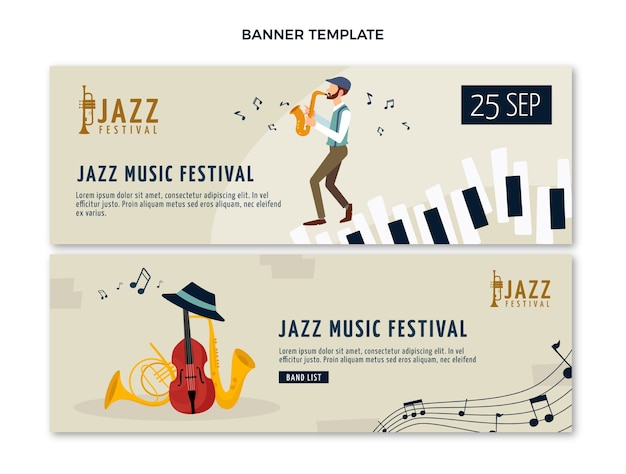 Flat minimal music festival banners