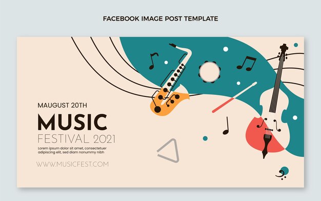 평평한 최소한의 음악 축제 페이스북 포스트