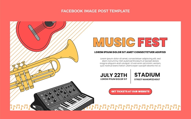 평평한 최소한의 음악 축제 페이스북 포스트