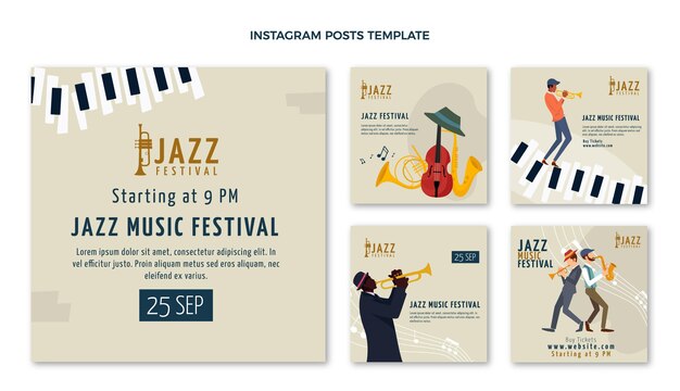 Free vector flat minimal music festival instagram post