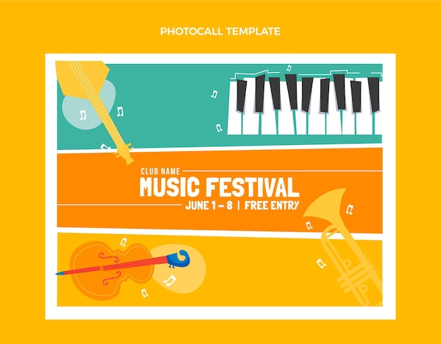 Free vector flat minimal music festival photocall