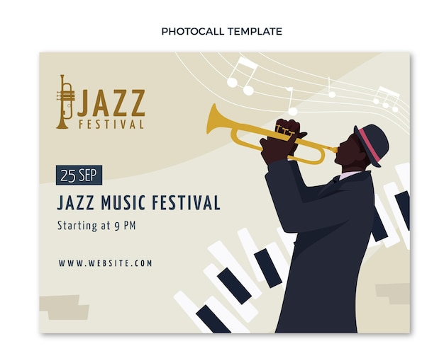 Бесплатное векторное изображение Фотоколл плоский минималистичный музыкальный фестиваль