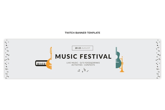 Flat minimal music festival twitch banner