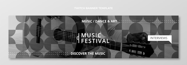 Free vector flat minimal music festival twitch banner