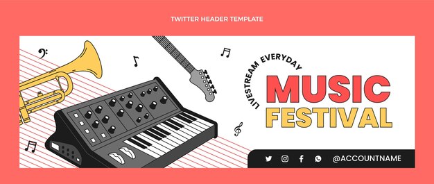Плоский минимальный музыкальный фестиваль twitter header