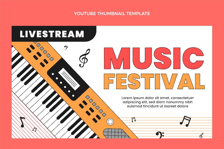Бесплатный Вектор миниатюра на youtube с плоским минимальным музыкальным фестивалем