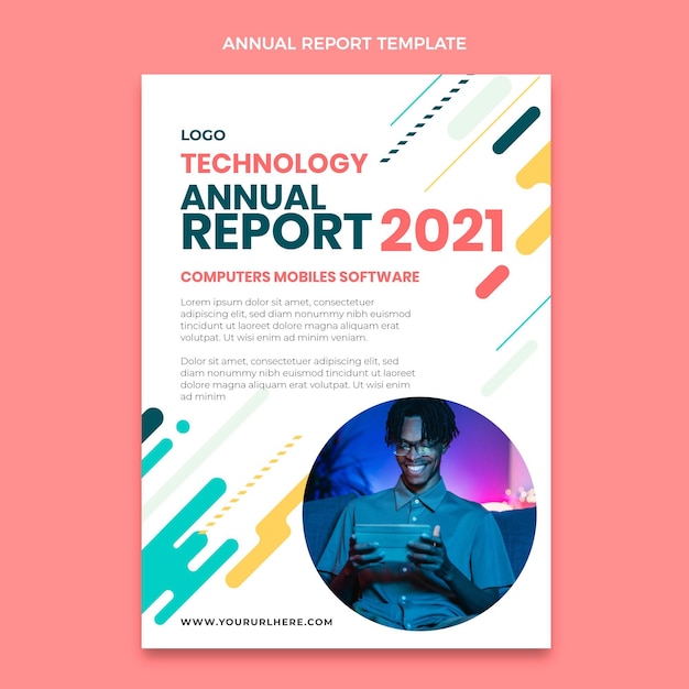 Free vector flat minimal technology annual report template