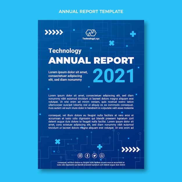 Free vector flat minimal technology annual report