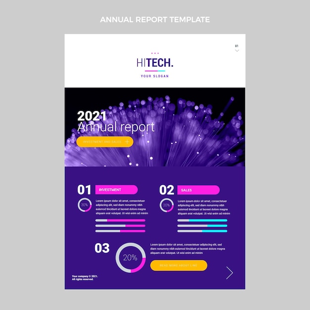 Free vector flat minimal technology annual report