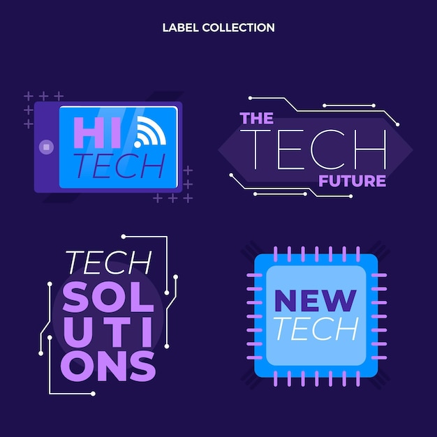 Free vector flat minimal technology badges