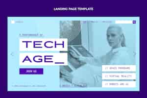 Free vector flat minimal technology landing page