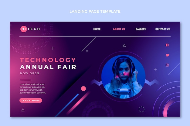 Free vector flat minimal technology landing page
