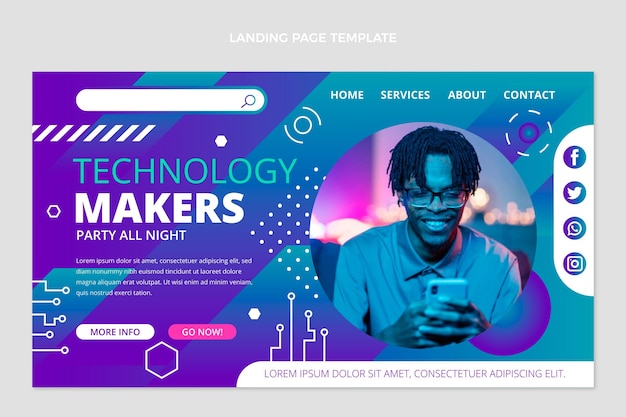 Flat minimal technology landing page