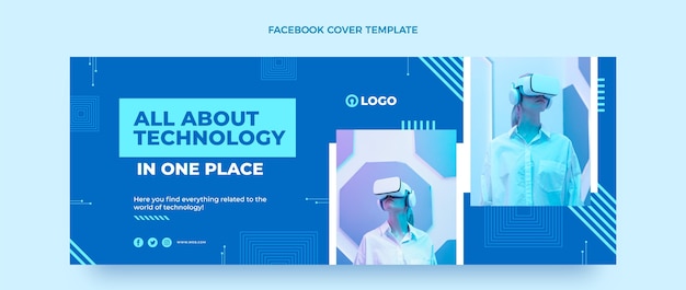 Flat minimal technology social media cover template