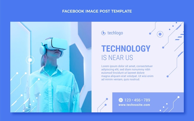 Free vector flat minimal technology social media post template