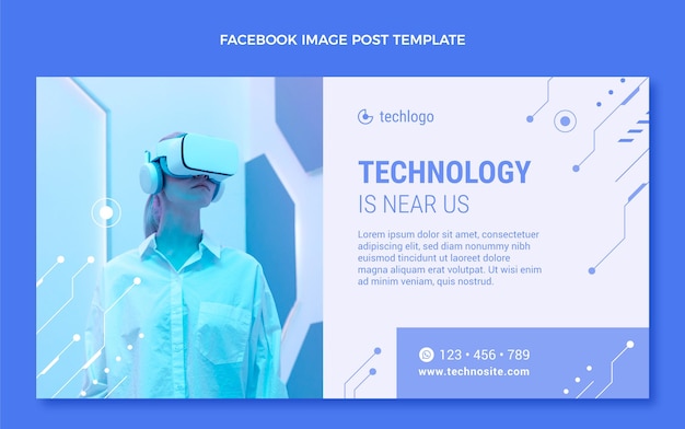 無料ベクター フラットミニマルテクノロジーソーシャルメディア投稿テンプレート